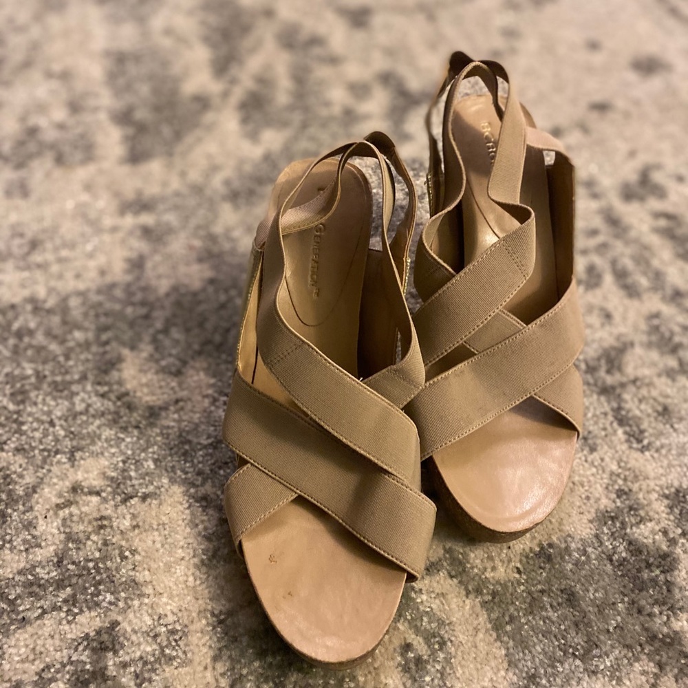 Tan wedge heels